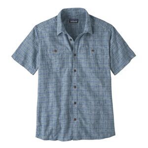 Patagonia Blue Stripe Hemp Organic Cotton Button Up Collar Summer Shirt Small